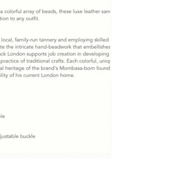 Anthropologie Laidback London hand crafted Artisan beaded T-strap sandals 38 - Picture 10 of 11